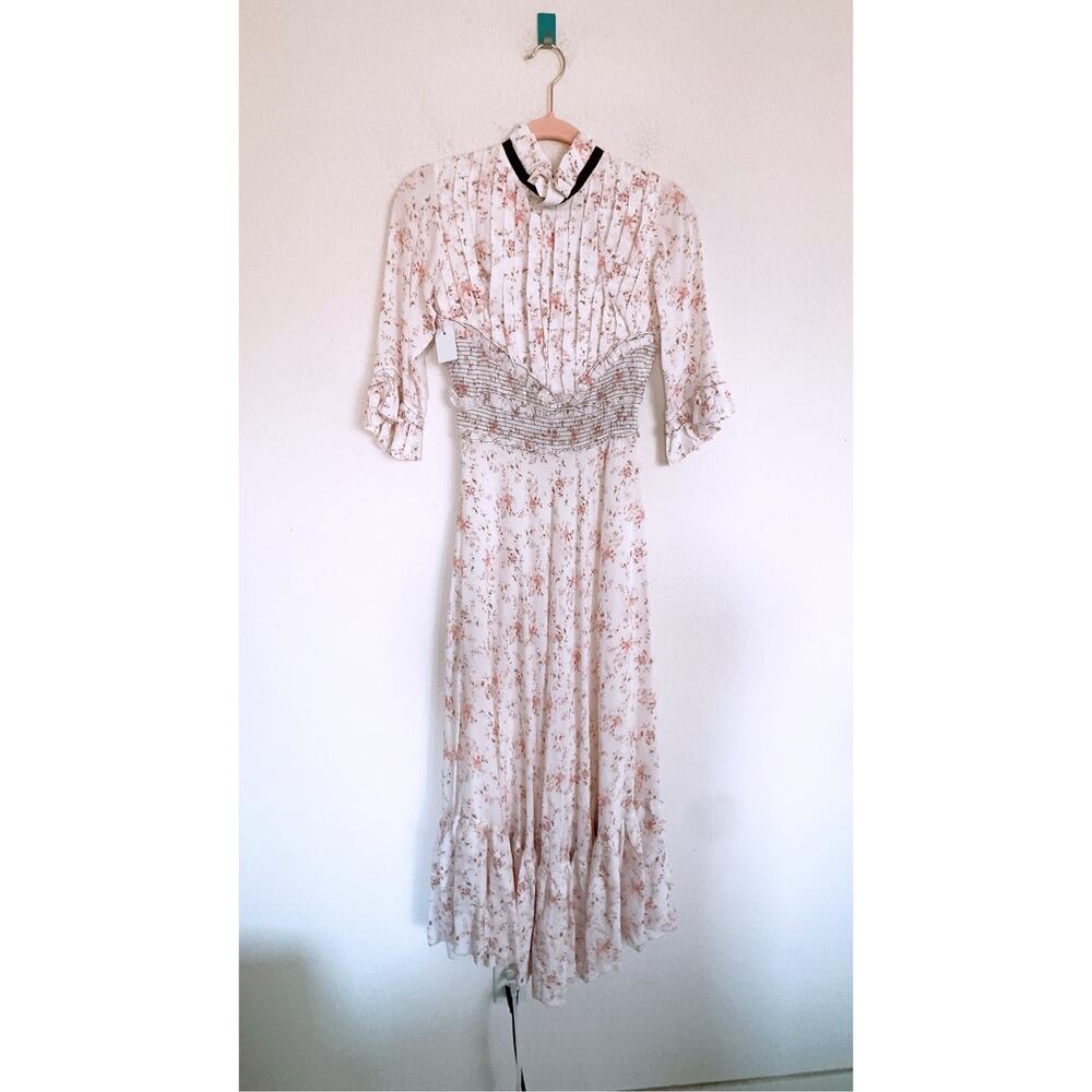 Lug Von Siga Gabriella Floral Print Smocked Open-Back Midi Dress 34/US2 - Picture 6 of 12